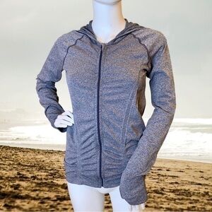 Athleta Ruched Knit Hoody Heather Gray Size Medium